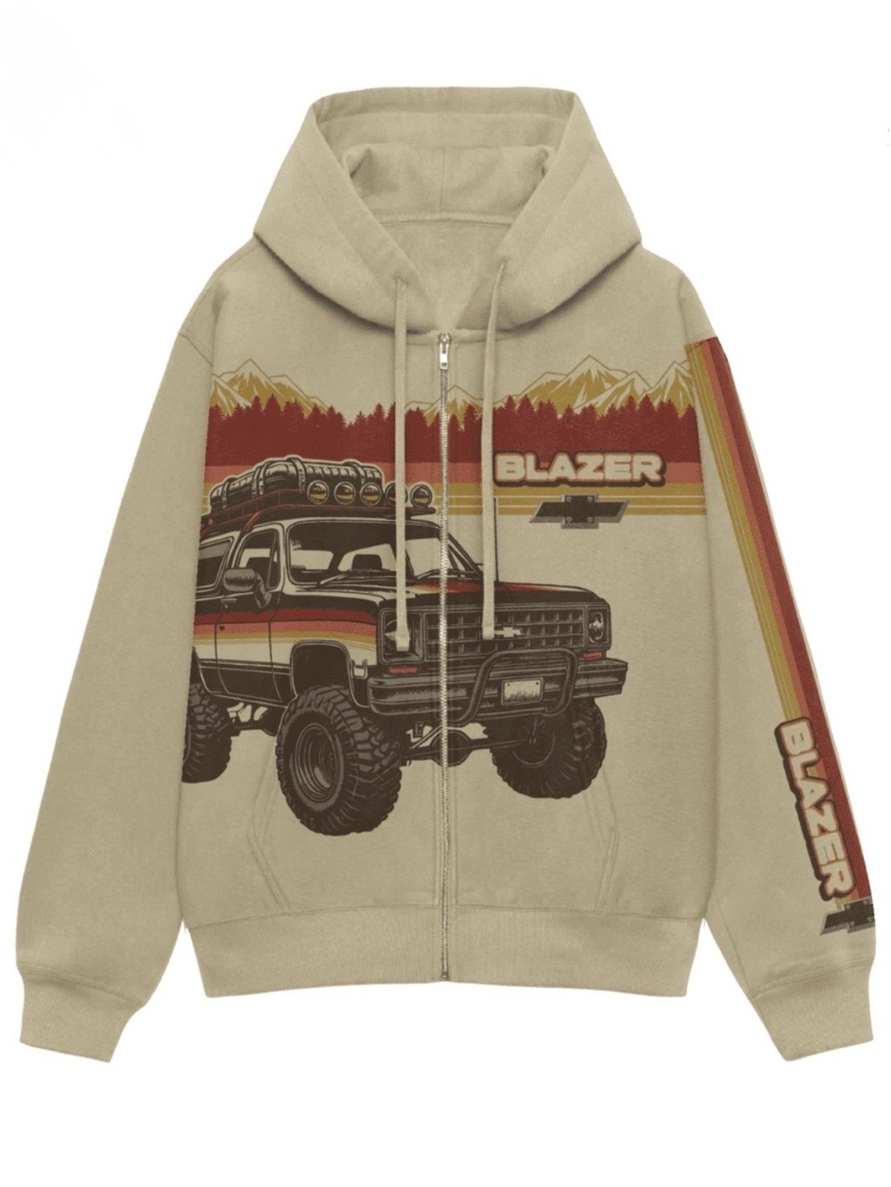 Chevy Blazer K5 Men's 5XL Full Zip Fleece Graphic Hoodie Chevrolet GM Gravel NWT